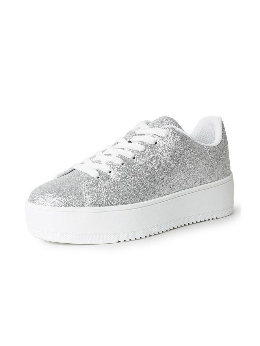 Hero | Silver Fine Glitter Sneakers by J.Adams – Don't Panic Shoes