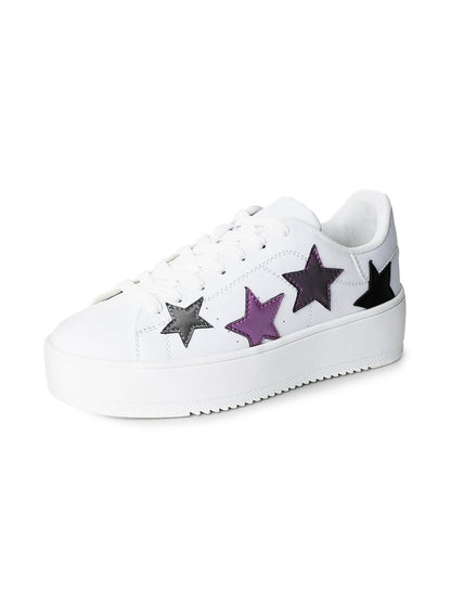 Hero | White Multi Star Sneakers by J.Adams – Don't Panic Shoes