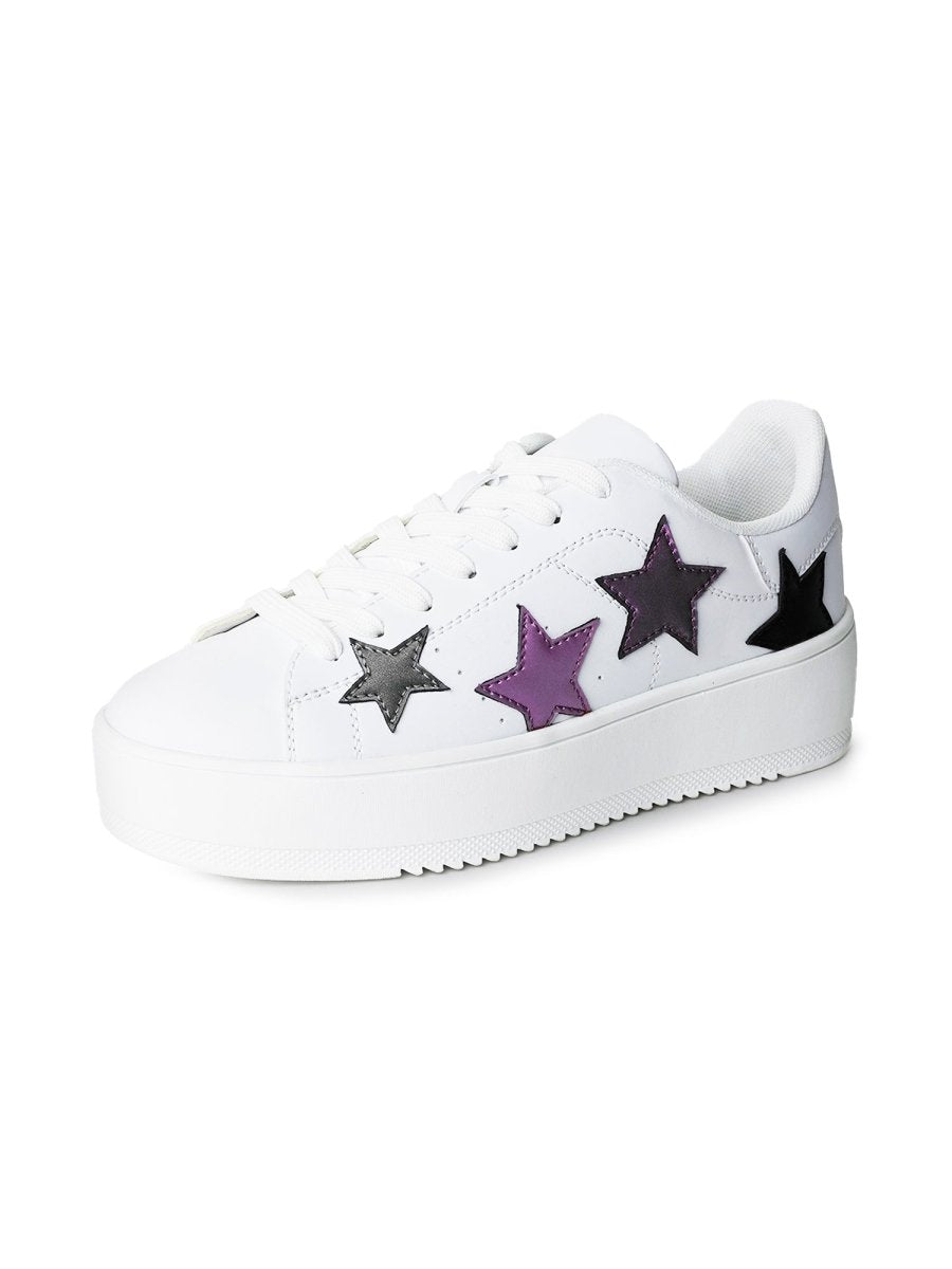 Hero | White Multi Star Sneakers by J.Adams – Don't Panic Shoes
