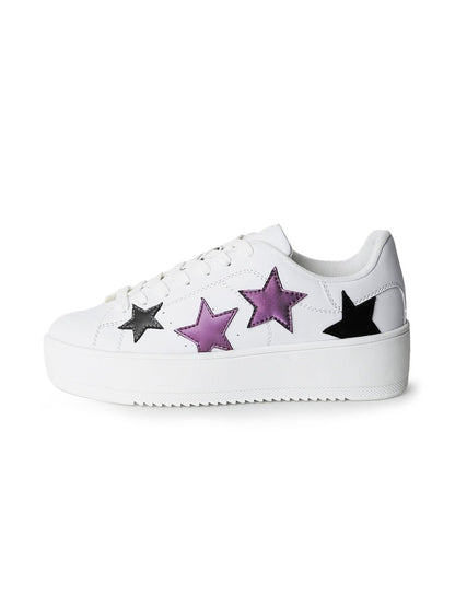 Hero | White Multi Star Sneakers by J.Adams – Don't Panic Shoes