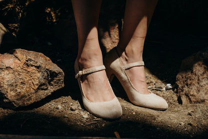 Honey | Beige Suede Heels by J.Adams – Don't Panic Shoes