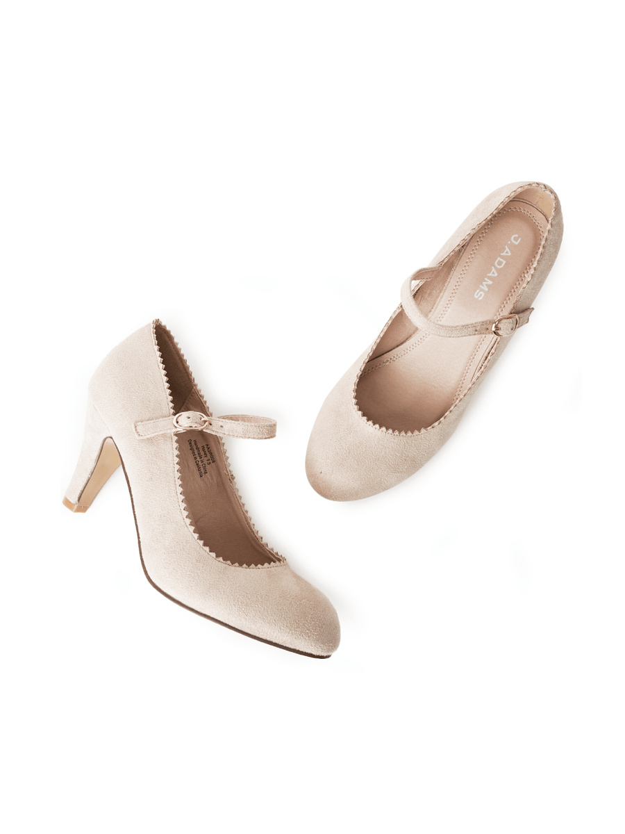 Honey | Beige Suede Heels by J.Adams – Don't Panic Shoes