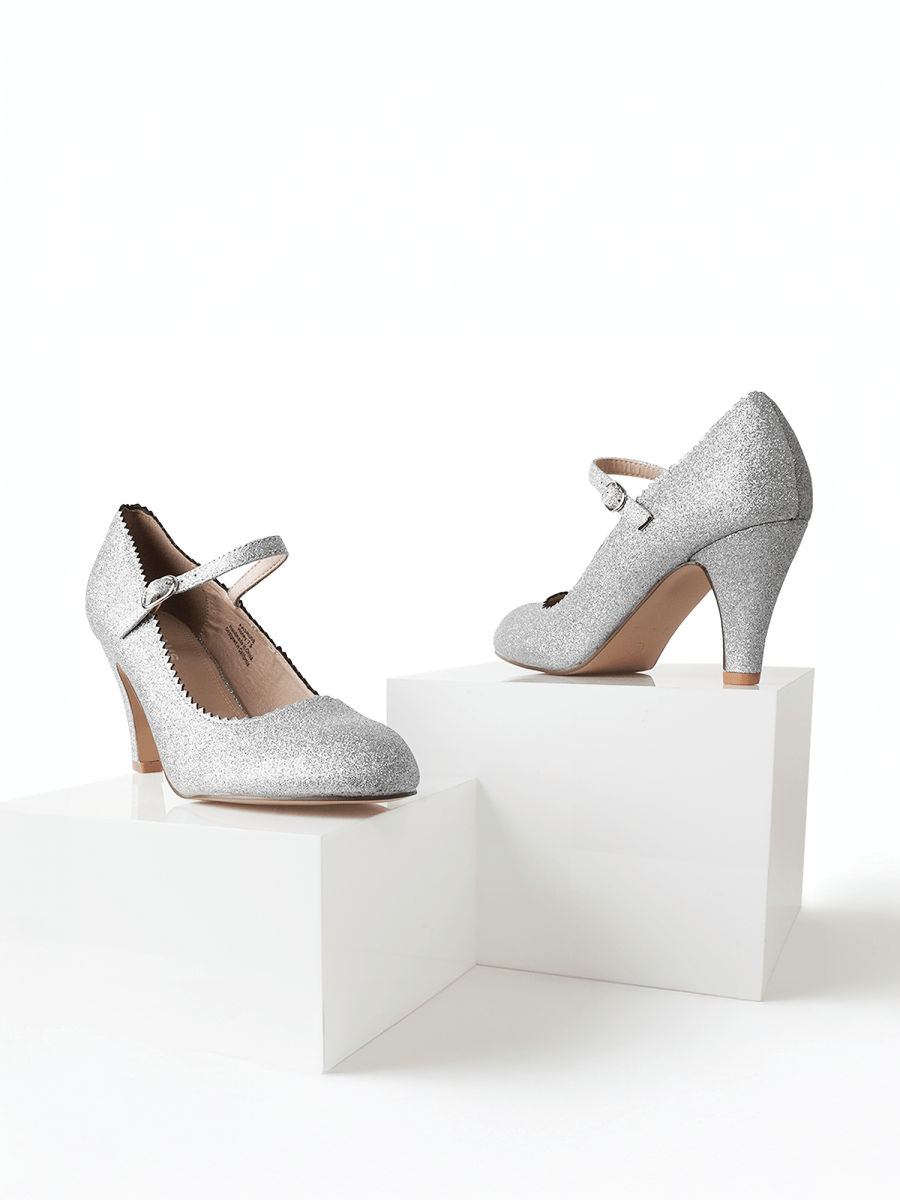 Honey | Silver Glitter Heels by J.Adams – Don't Panic Shoes
