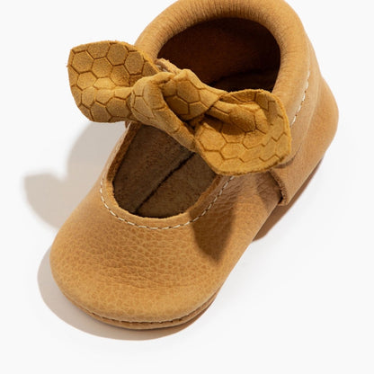 Honeycomb Knotted Bow Baby Shoe Knotted Bow Mocc by Freshly Picked – Don't Panic Shoes