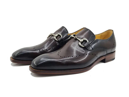 Horsebit Wingtip Loafer Calfskin Burnished Kl901 - 01 Shoes by Carrucci Shoes – Don't Panic Shoes
