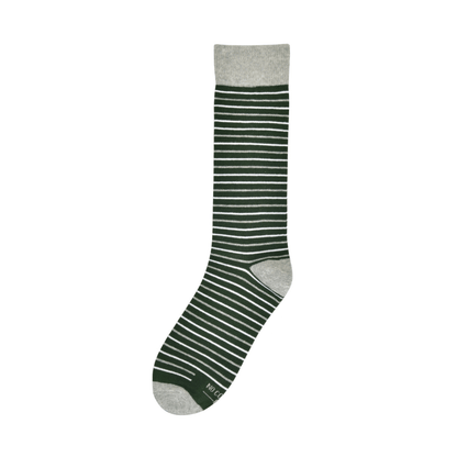 Hunter Green And White Striped Socks For Men And Women Versatile Casual Athletic Everyday Wear Socks by No Cold Feet – Don't Panic Shoes