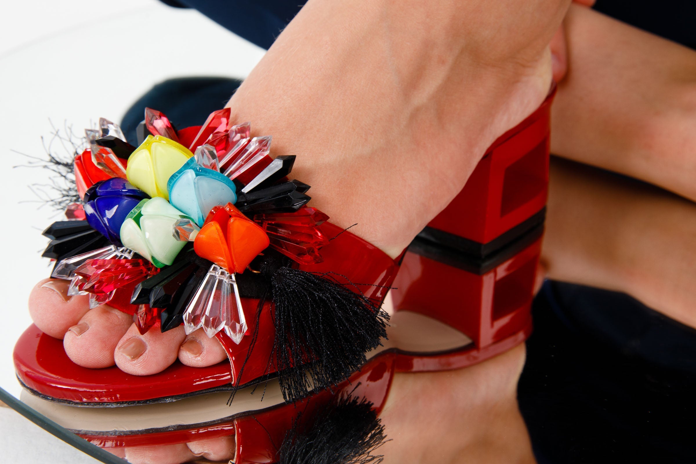 The Vigo Red Leather Block Heel Women Sandal
