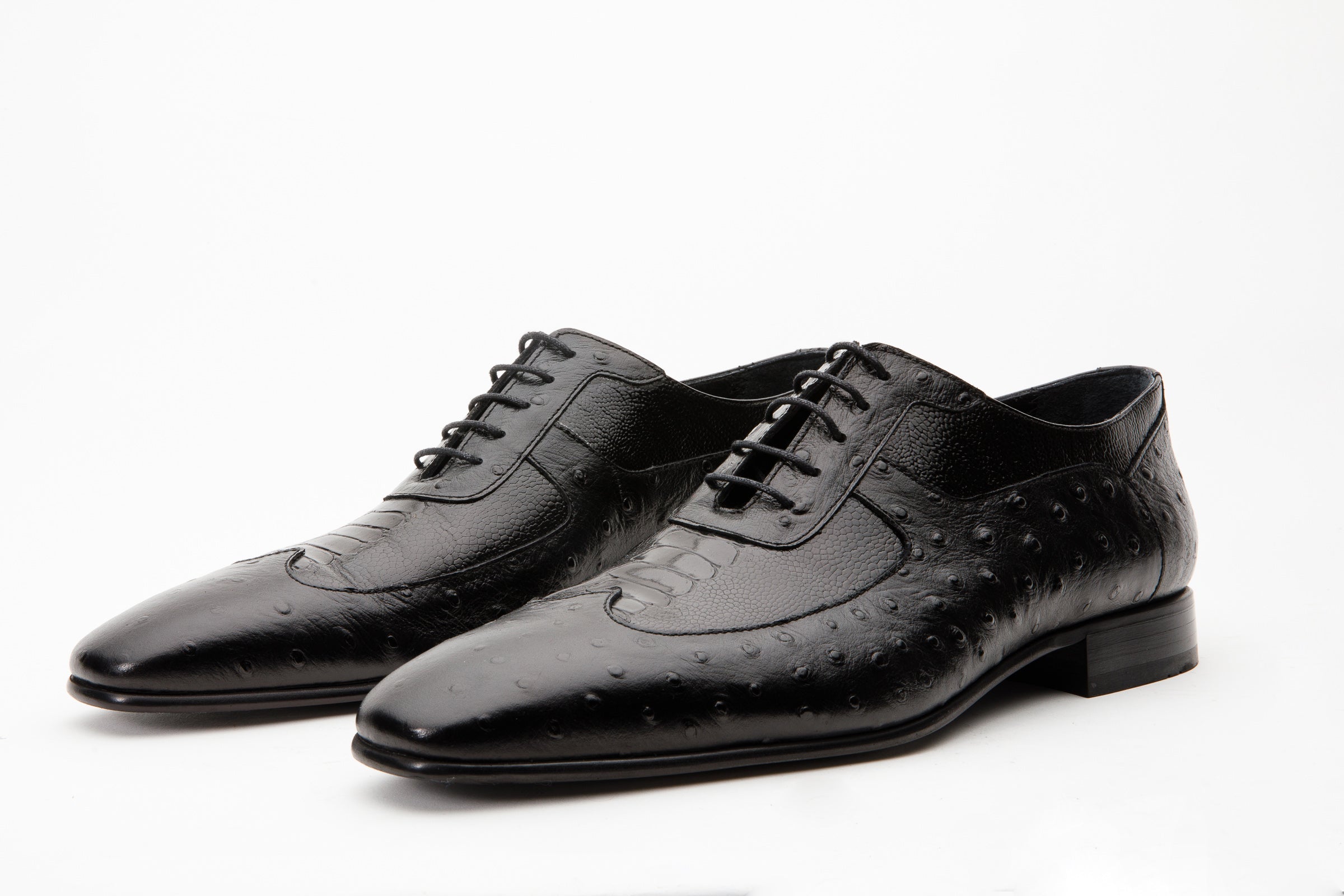Vinci Leather Shoes The Alabama Black Wingtip Oxford Men Shoe