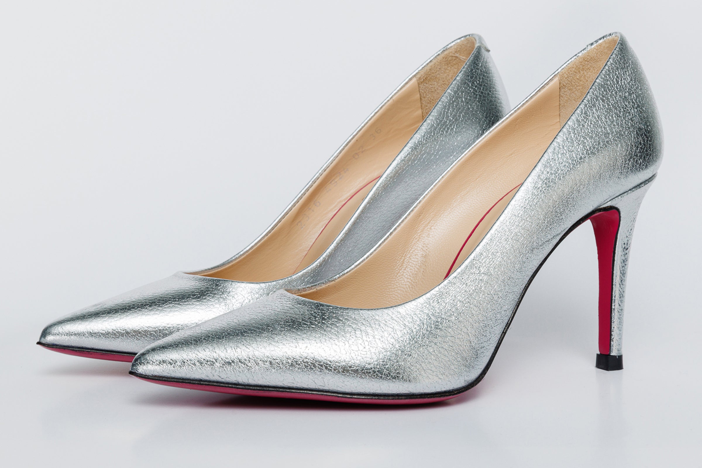 Vinci Leather Shoes The Ege Silver Leather Pump Fuchsia Sole Women Shoe