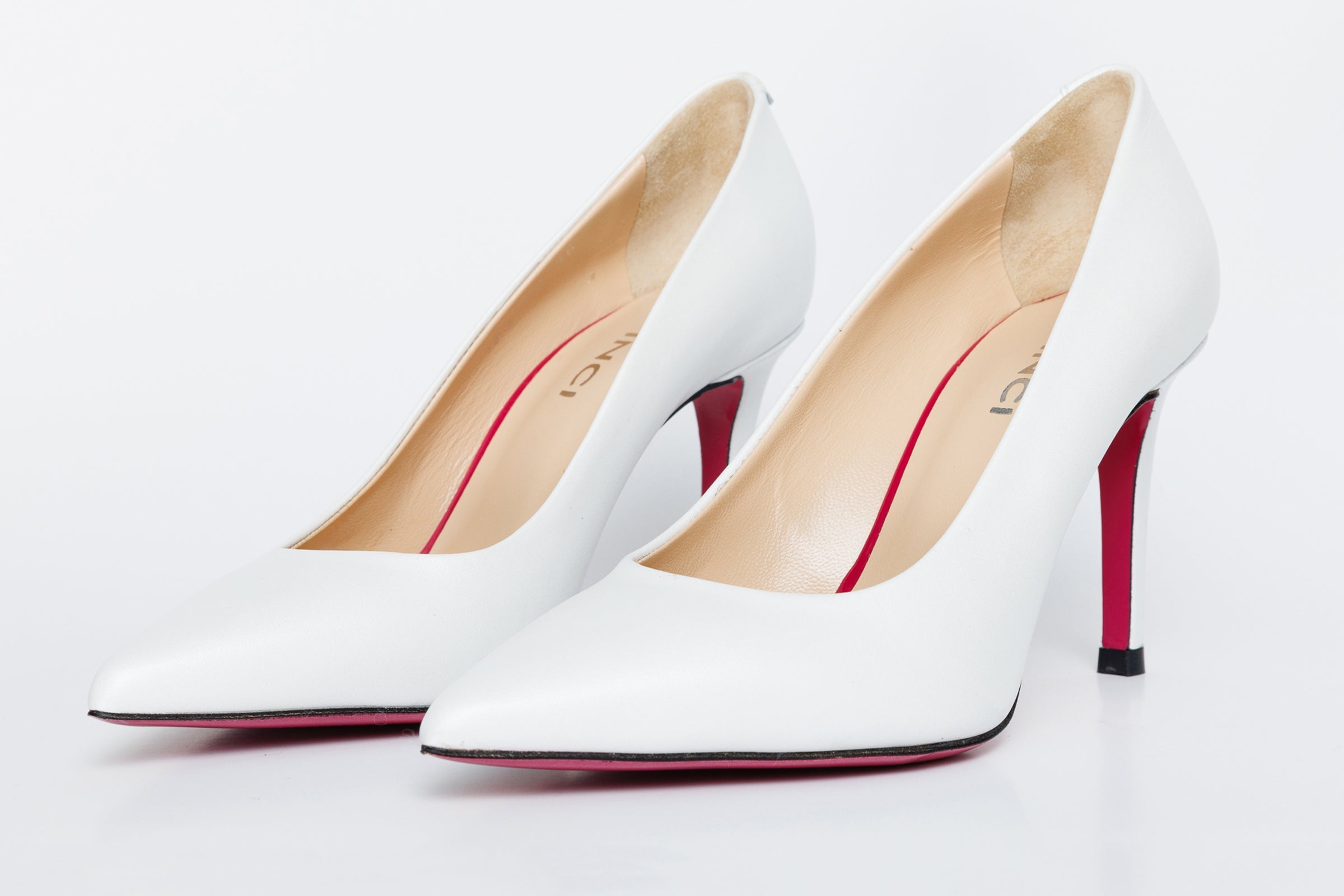 Vinci Leather Shoes The Ege White Leather Pump Fuchsia Sole Women Shoe