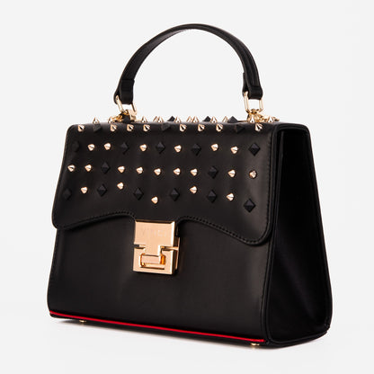 The Infanta Black Spike Leather Handbag
