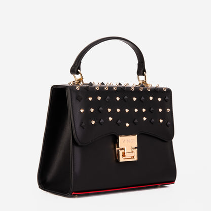 The Infanta Black Spike Leather Handbag