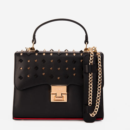 The Infanta Black Spike Leather Handbag