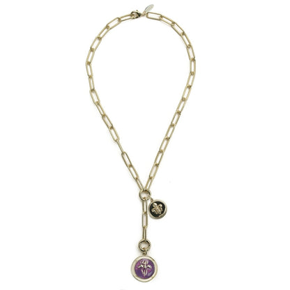 Iris Carondelet Necklace With Enameled Flower And Mini St. Charles Pendants Necklaces by Rahya Jewelry Design – Don't Panic Shoes