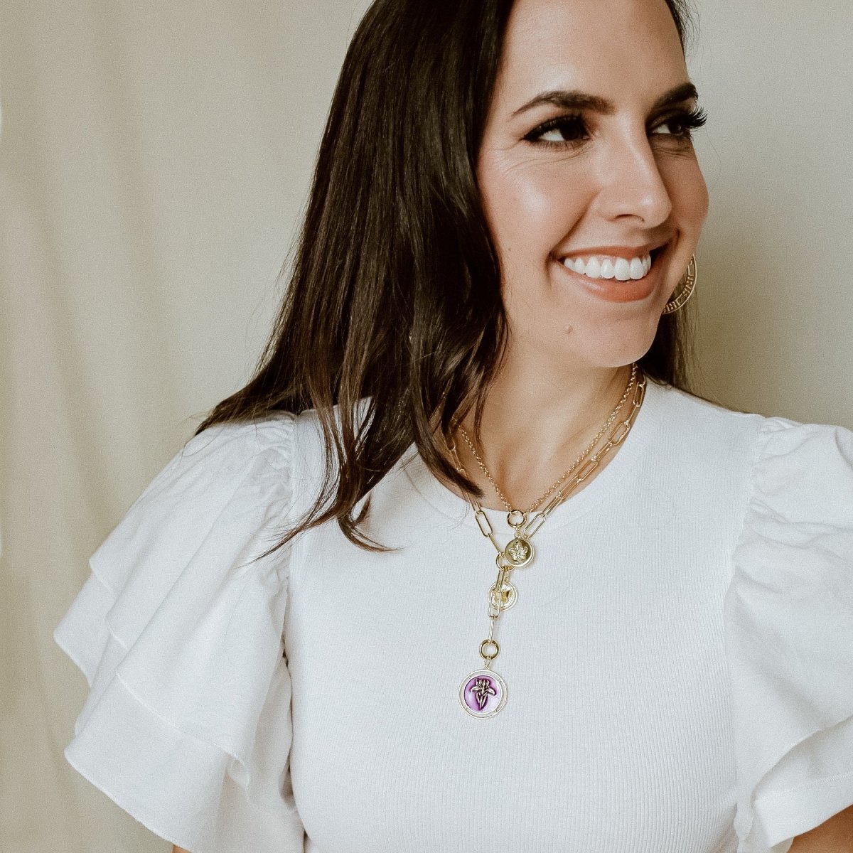 Iris Carondelet Necklace With Enameled Flower Pendant Necklaces by Rahya Jewelry Design – Don't Panic Shoes