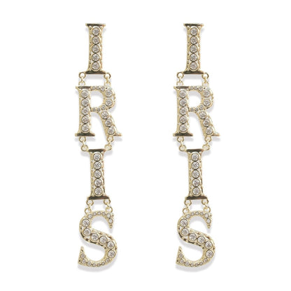 Iris Cz Letters Statement Earrings Earrings by Rahya Jewelry Design – Don't Panic Shoes