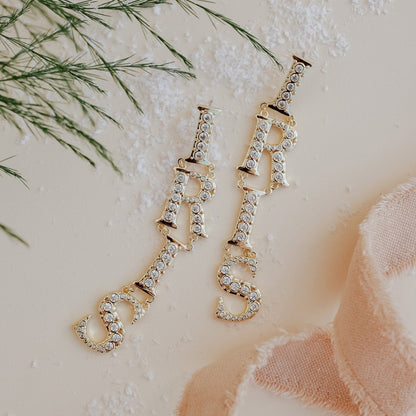 Iris Cz Letters Statement Earrings Earrings by Rahya Jewelry Design – Don't Panic Shoes