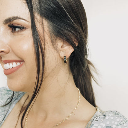 Iris Enamel Vertical Huggie Earrings Earrings by Rahya Jewelry Design – Don't Panic Shoes