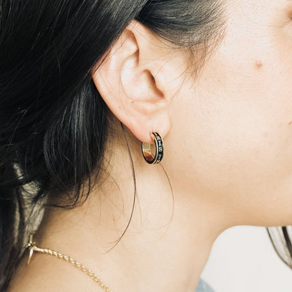 Iris Enamel Vertical Huggie Earrings Earrings by Rahya Jewelry Design – Don't Panic Shoes