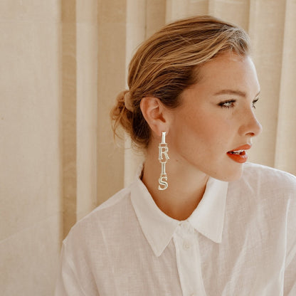 Iris Letters Statement Earrings Earrings by Rahya Jewelry Design – Don't Panic Shoes