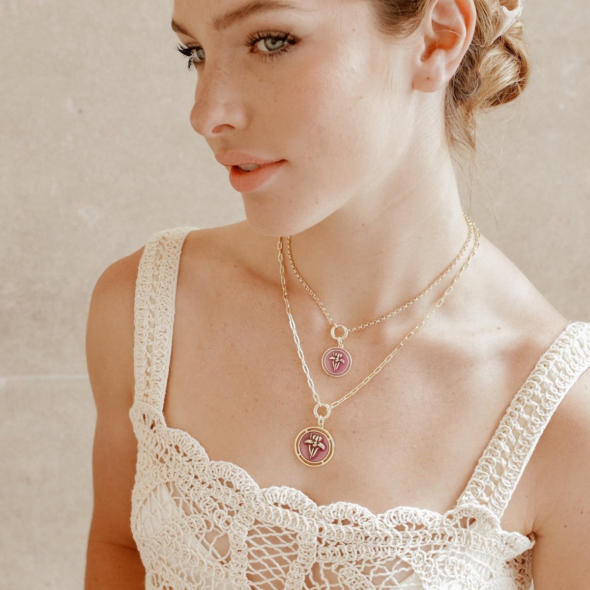 Iris Poydras Necklace With Mini Enameled Flower Pendant Necklaces by Rahya Jewelry Design – Don't Panic Shoes