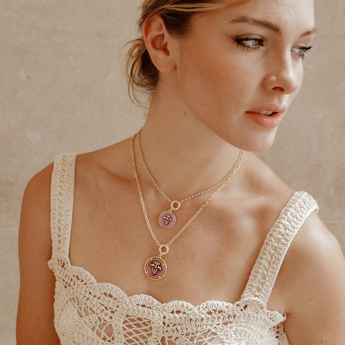 Iris Poydras Necklace With Mini Enameled Flower Pendant Necklaces by Rahya Jewelry Design – Don't Panic Shoes