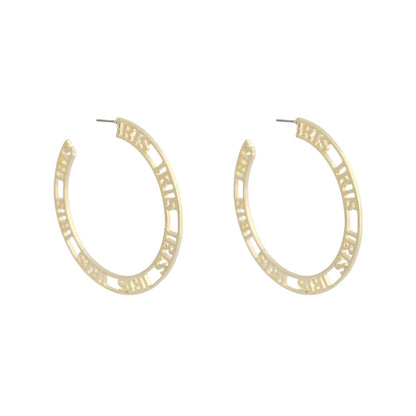 Iris Profile Wide Logo Hoop Earrings Large Earrings by Rahya Jewelry Design – Don't Panic Shoes