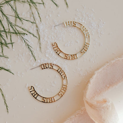 Iris Profile Wide Logo Hoop Earrings Medium Earrings by Rahya Jewelry Design – Don't Panic Shoes