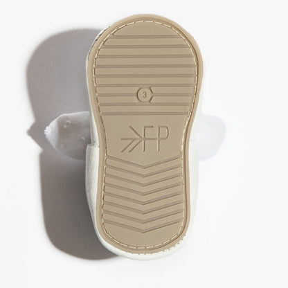 Ivory Swiss Dot Knotted Bow Baby Shoe Knotted Bow Mocc by Freshly Picked – Don't Panic Shoes