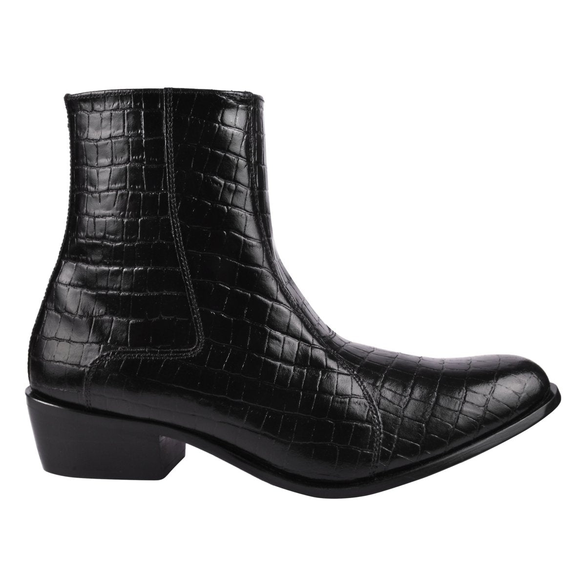 Jazzy Jackman Leather Print Ankle Length Boots Shoes by Libertyzeno – Don't Panic Shoes
