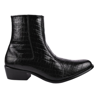 Jazzy Jackman Leather Print Ankle Length Boots Shoes by Libertyzeno – Don't Panic Shoes