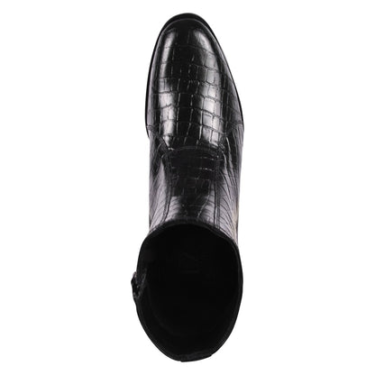 Jazzy Jackman Leather Print Ankle Length Boots Shoes by Libertyzeno – Don't Panic Shoes