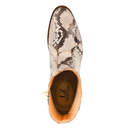 Jazzy Jackman Leather Print Ankle Length Boots Shoes by Libertyzeno – Don't Panic Shoes