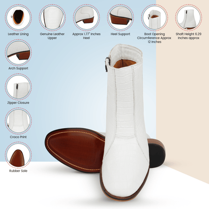 Jazzy Jackman Leather Print Ankle Length Boots Shoes by Libertyzeno – Don't Panic Shoes