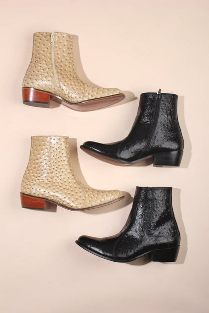 Jazzy Jackman Leather Print Ankle Length Boots Shoes by Libertyzeno – Don't Panic Shoes