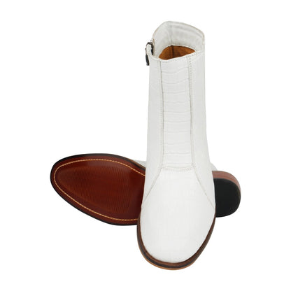 Jazzy Jackman Leather Print Ankle Length Boots Shoes by Libertyzeno – Don't Panic Shoes