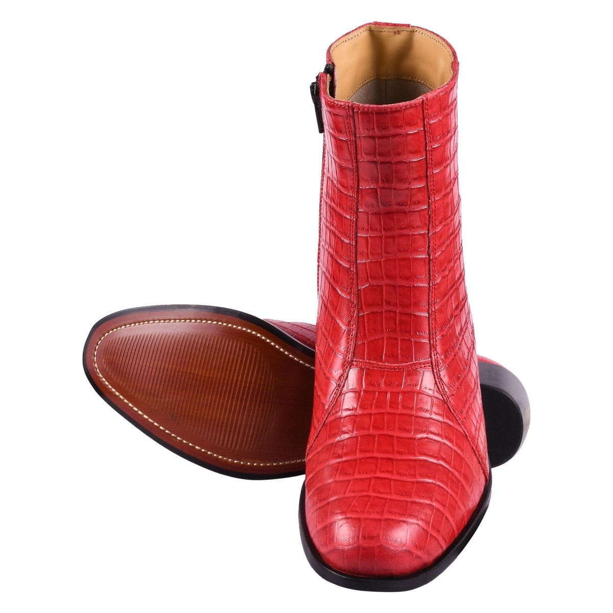 Jazzy Jackman Leather Print Ankle Length Boots Shoes by Libertyzeno – Don't Panic Shoes