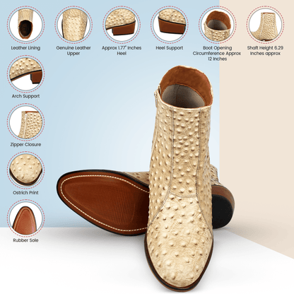 Jazzy Jackman Leather Print Ankle Length Boots Shoes by Libertyzeno – Don't Panic Shoes