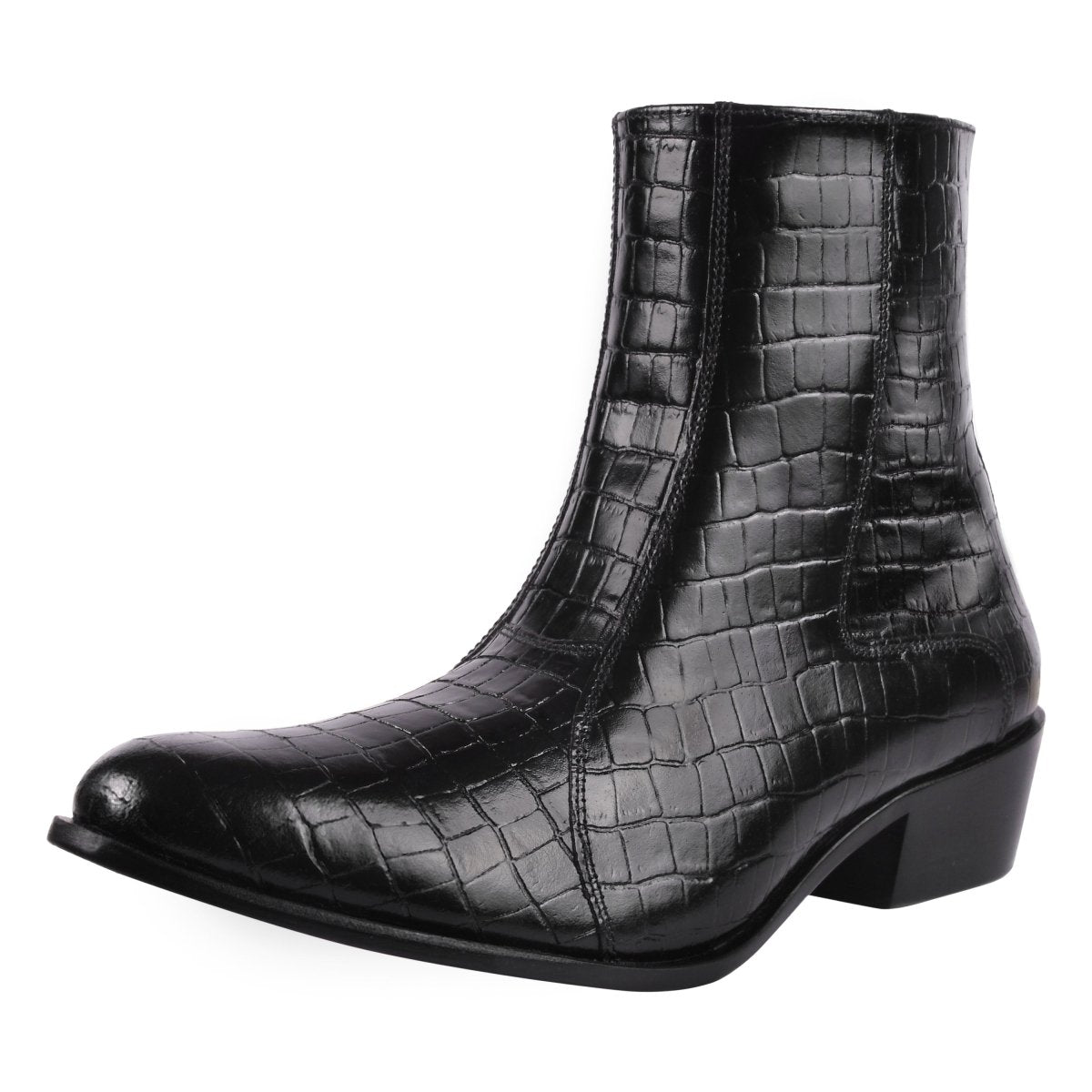 Jazzy Jackman Leather Print Ankle Length Boots Shoes by Libertyzeno – Don't Panic Shoes