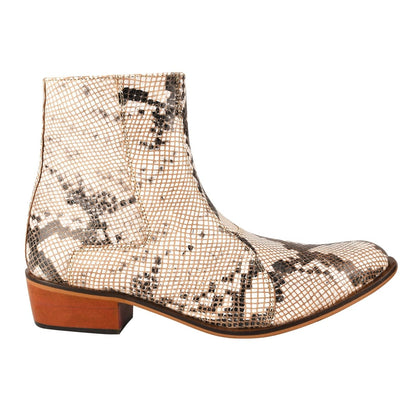 Jazzy Jackman Leather Print Ankle Length Boots Shoes by Libertyzeno – Don't Panic Shoes