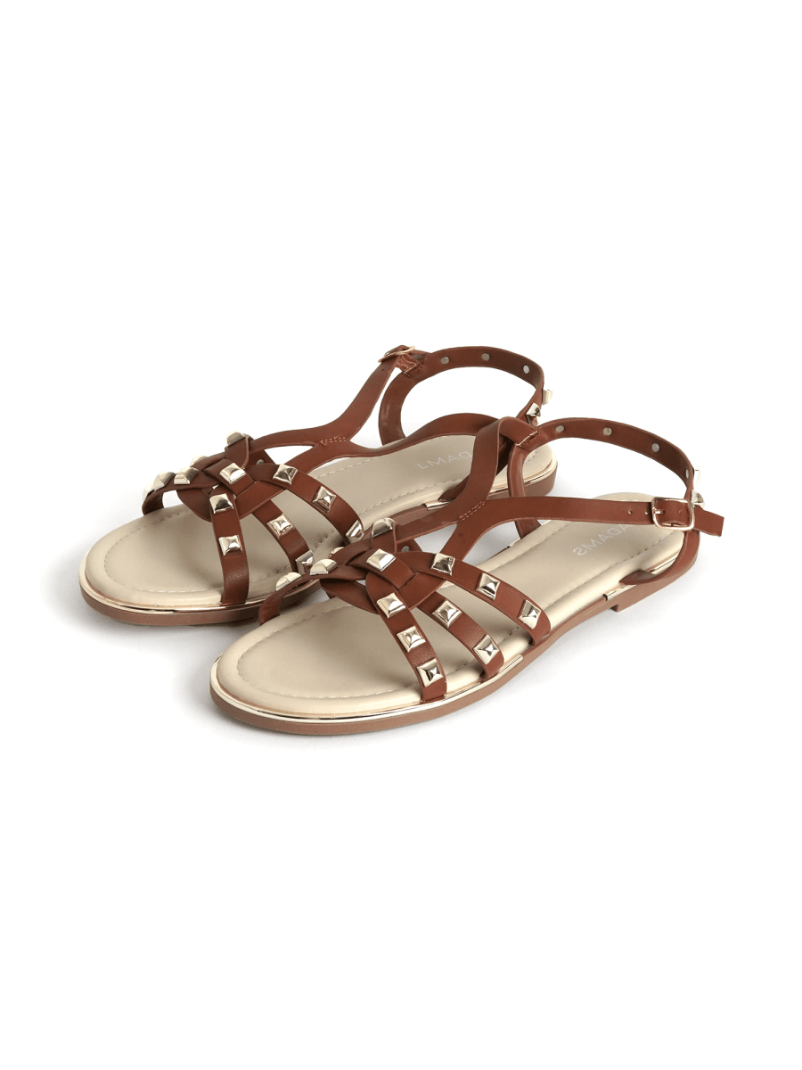 Jennifer | Brown/Gold Sandals by J.Adams – Don't Panic Shoes
