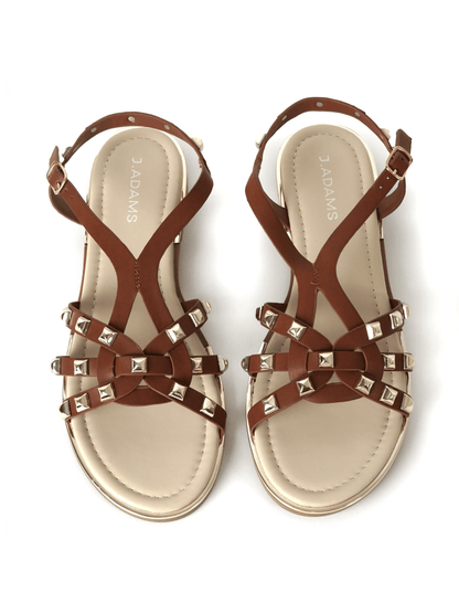 Jennifer | Brown/Gold Sandals by J.Adams – Don't Panic Shoes