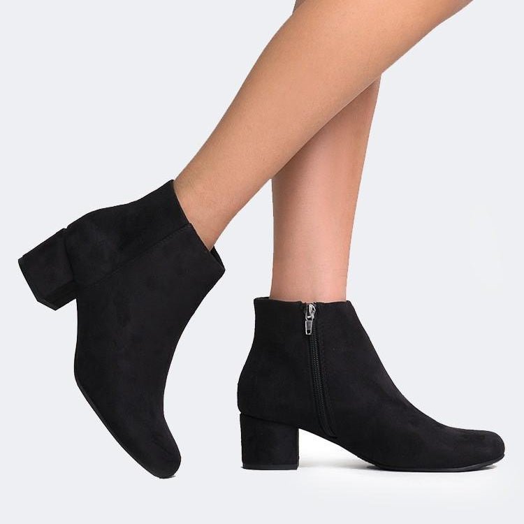 Jody | Black Suede Booties by J.Adams – Don't Panic Shoes