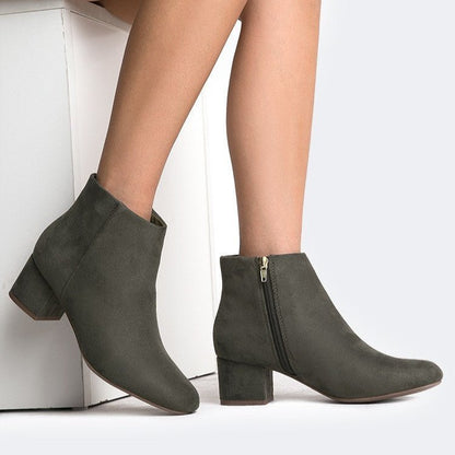 Jody | Olive Suede Booties by J.Adams – Don't Panic Shoes