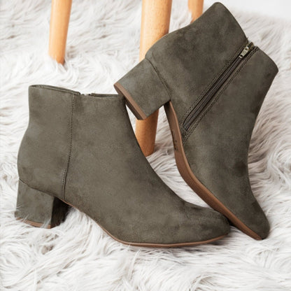 Jody | Olive Suede Booties by J.Adams – Don't Panic Shoes
