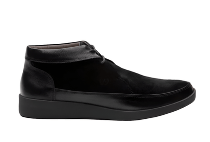 Johnny FamouS Bally Style Central Park Men’s High Tops – Black Leather And Suede – Vintage 80s Vibe Shoes by Johnny Famous – Don't Panic Shoes