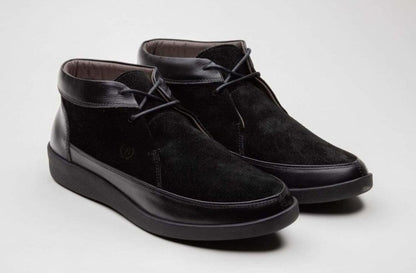 Johnny FamouS Bally Style Central Park Men’s High Tops – Black Leather And Suede – Vintage 80s Vibe Shoes by Johnny Famous – Don't Panic Shoes