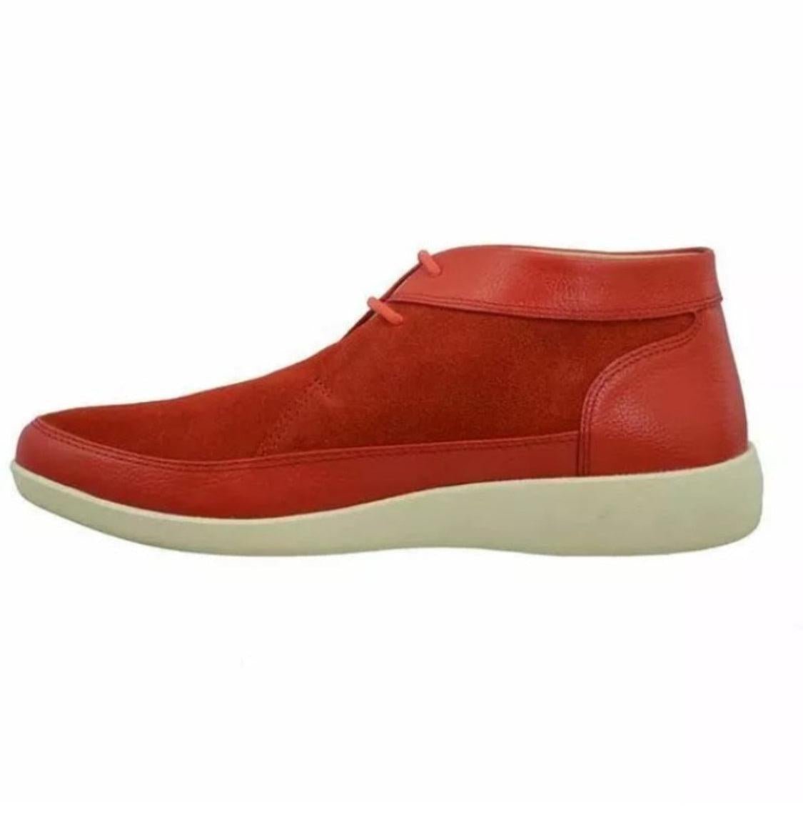 Johnny FamouS Bally Style Central Park Men’s High Tops – Red Suede And Leather – Vintage 80s Vibe Shoes by Johnny Famous – Don't Panic Shoes