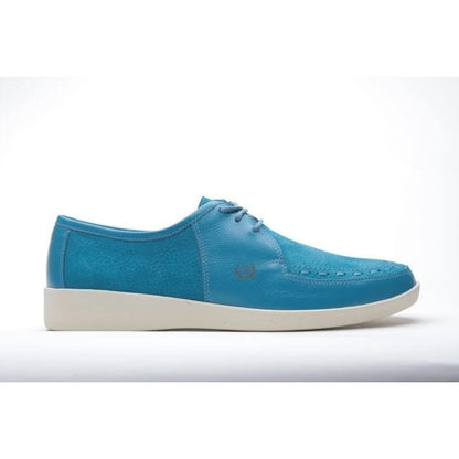 Johnny Famous Bally Style Delancey Men's Turquoise Blue Leather Low Tops Shoes by Johnny Famous – Don't Panic Shoes