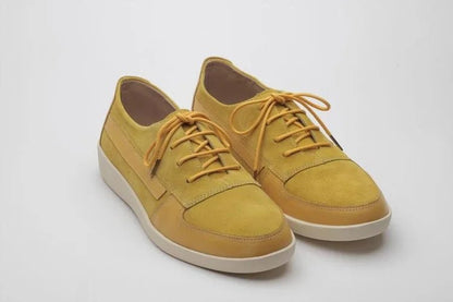 Johnny FamouS Bally Style Midtown Men’s Low Tops – Yellow Suede – Retro 80s Flavor Shoes by Johnny Famous – Don't Panic Shoes